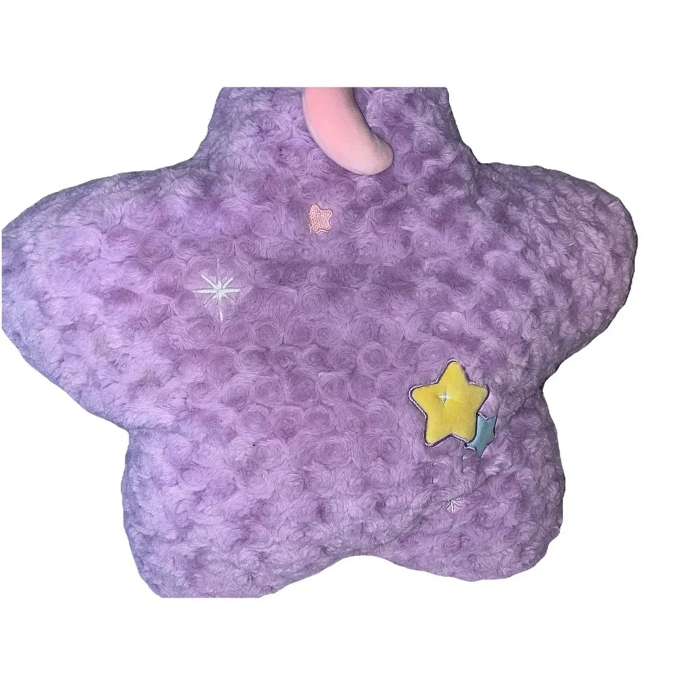 Rumi Life Purple Star Plush Pillow - Textured Rose Swirl - Celestial Moon Decor